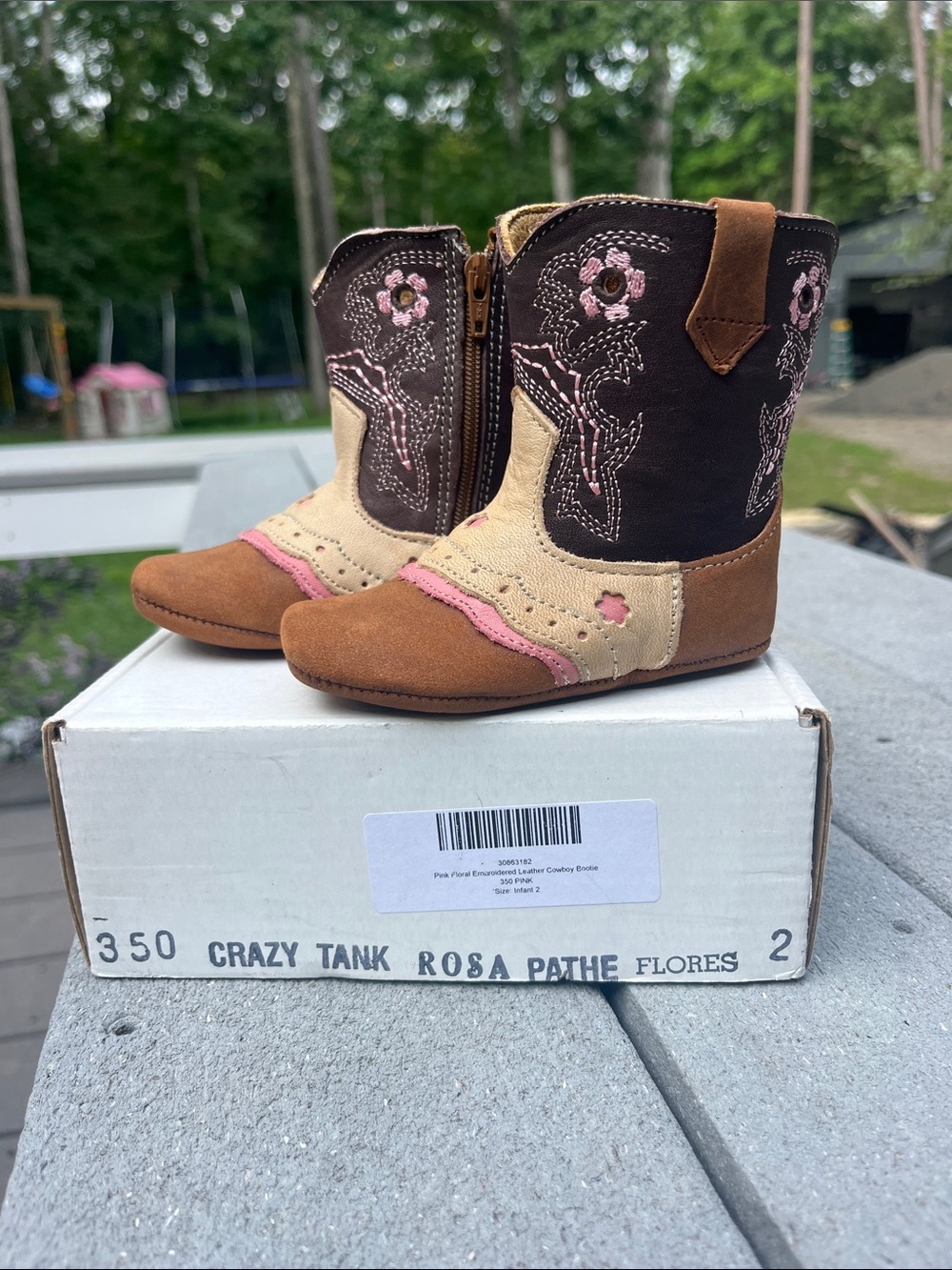 Kids Brown & Pink Western Cowboy Boots - Brand: